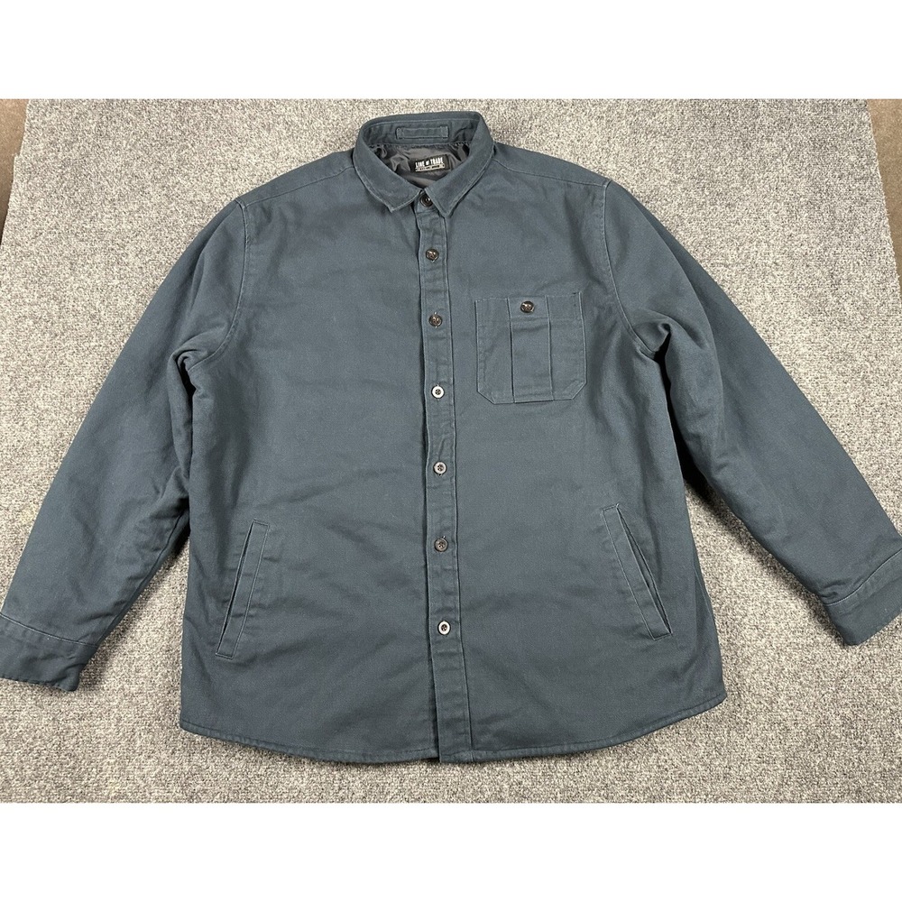 Line Of Trade Button Up Shacket XXL Navy Lined Front Pockets Cotton Work Casual